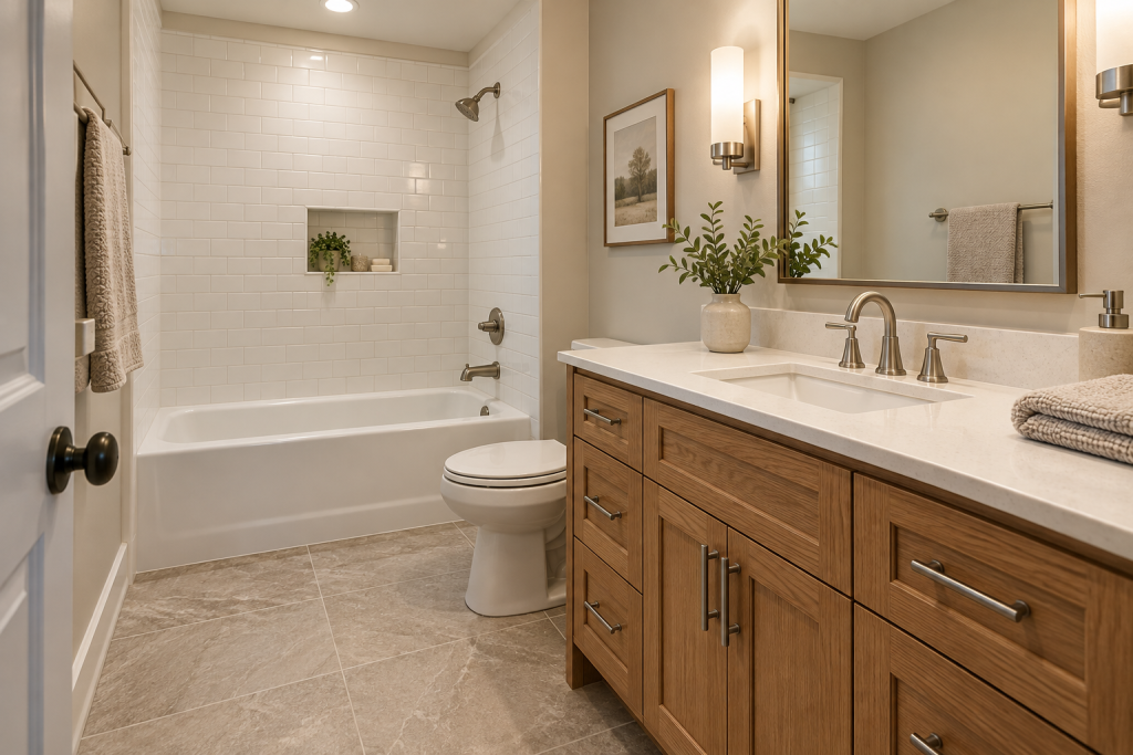 bathroom with bathtub and vanity